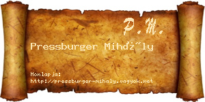 Pressburger Mihály névjegykártya